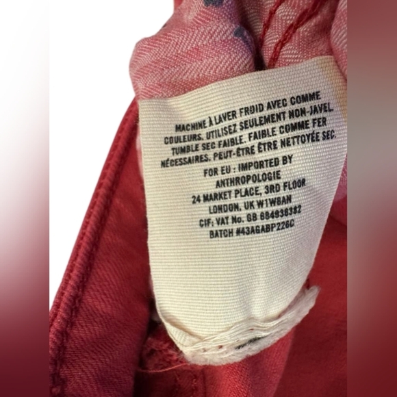 Pilcro and the letterpress Anthropologie Coral Skinny Jean Size 26 EUC - Picture 10 of 11